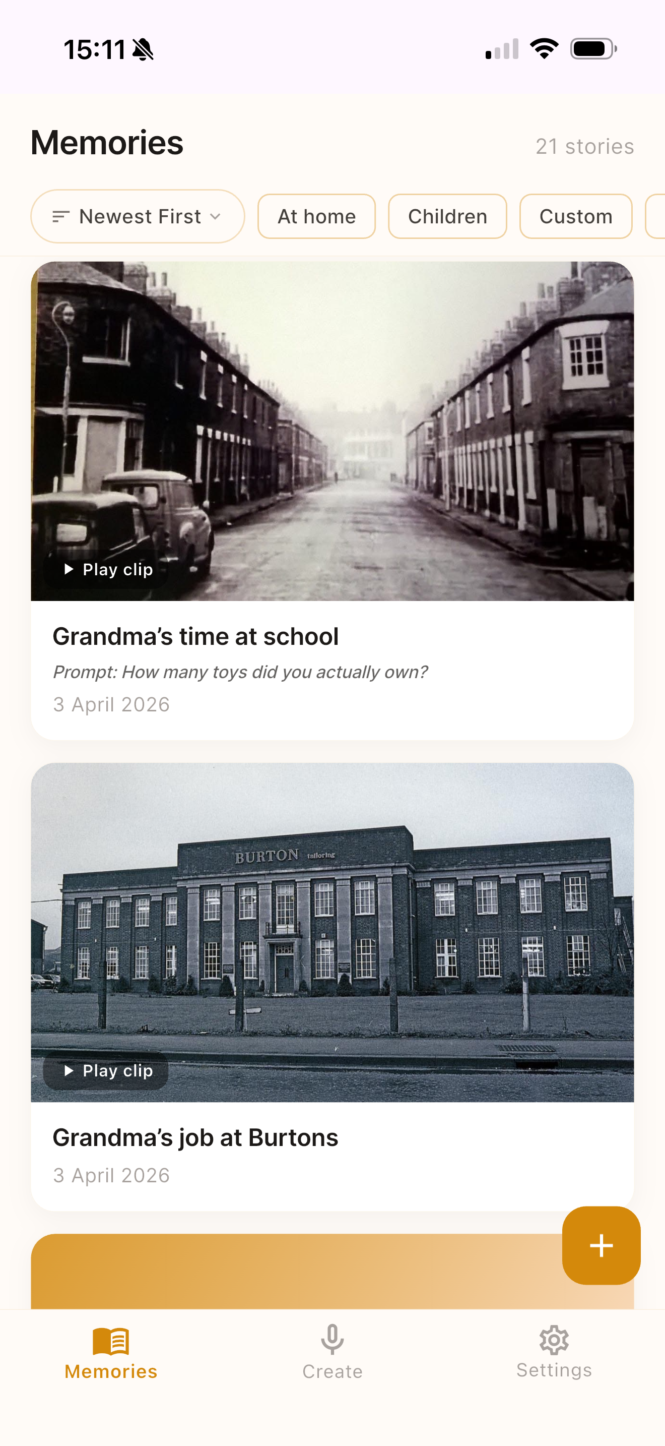 RITA memories screen